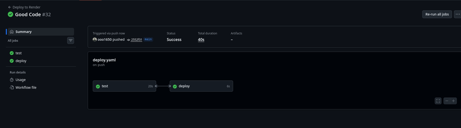 deployed after passing test 